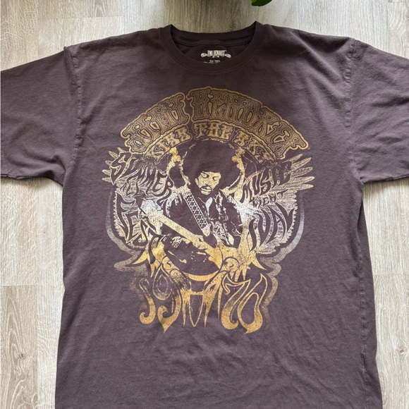 Men’s Vintage y2k Grunge Jimmi Hendrix Brown T Shirt - Picture 2 of 6
